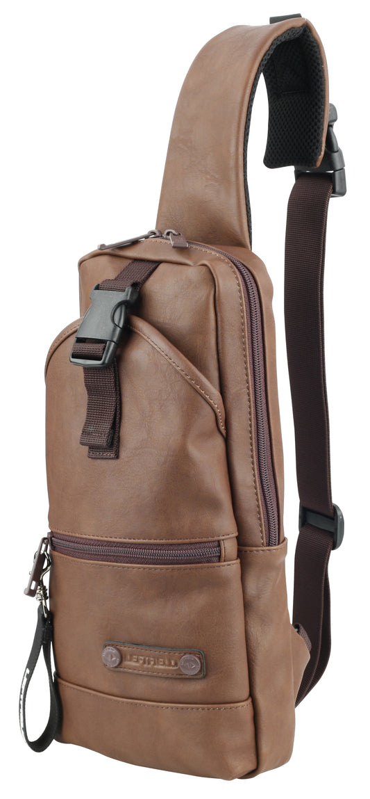 Tan Faux Leather Sling Messenger Shoulder Bags