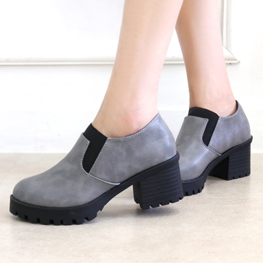 Gray Faux Leather Chelsea Booties