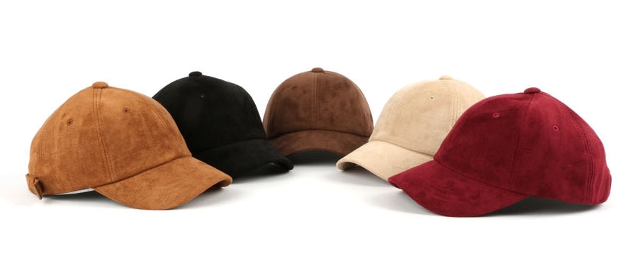 Beige Synthetic Suede Baseball Caps