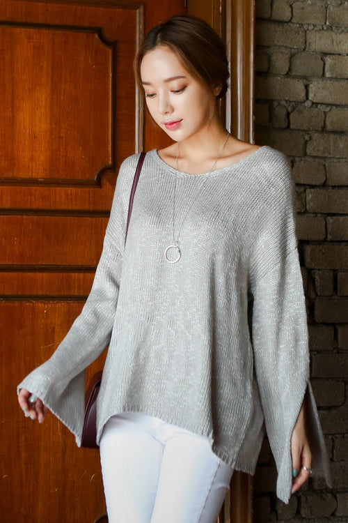 Loose Scoop Neck Knitted Sweaters