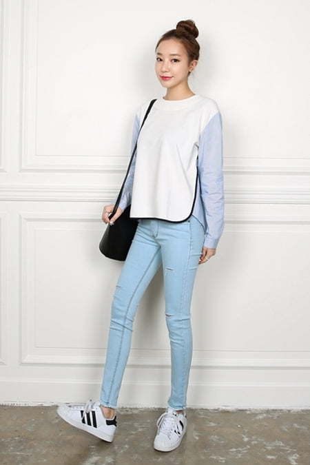 Ivory Knit Shirt Hybrid Novelty Tops
