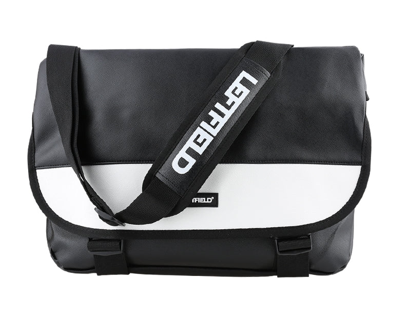 Black White Faux Leather Messenger Bags