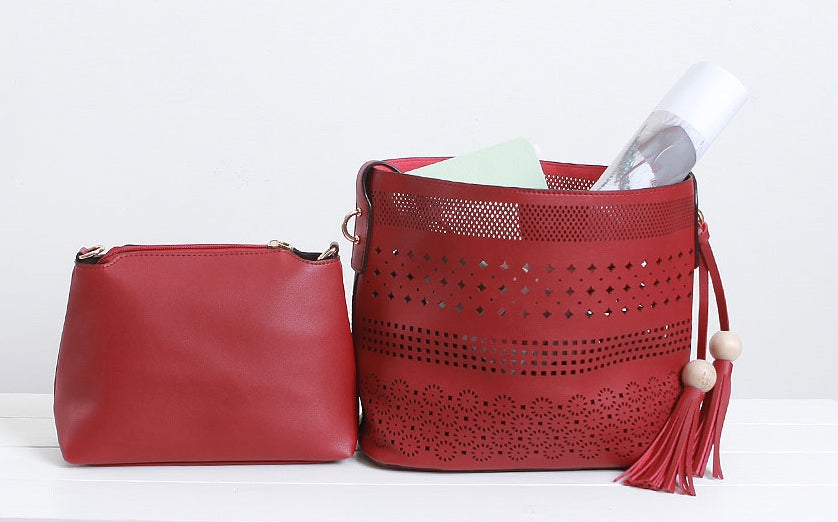 Red Hole Shoulder Handbags