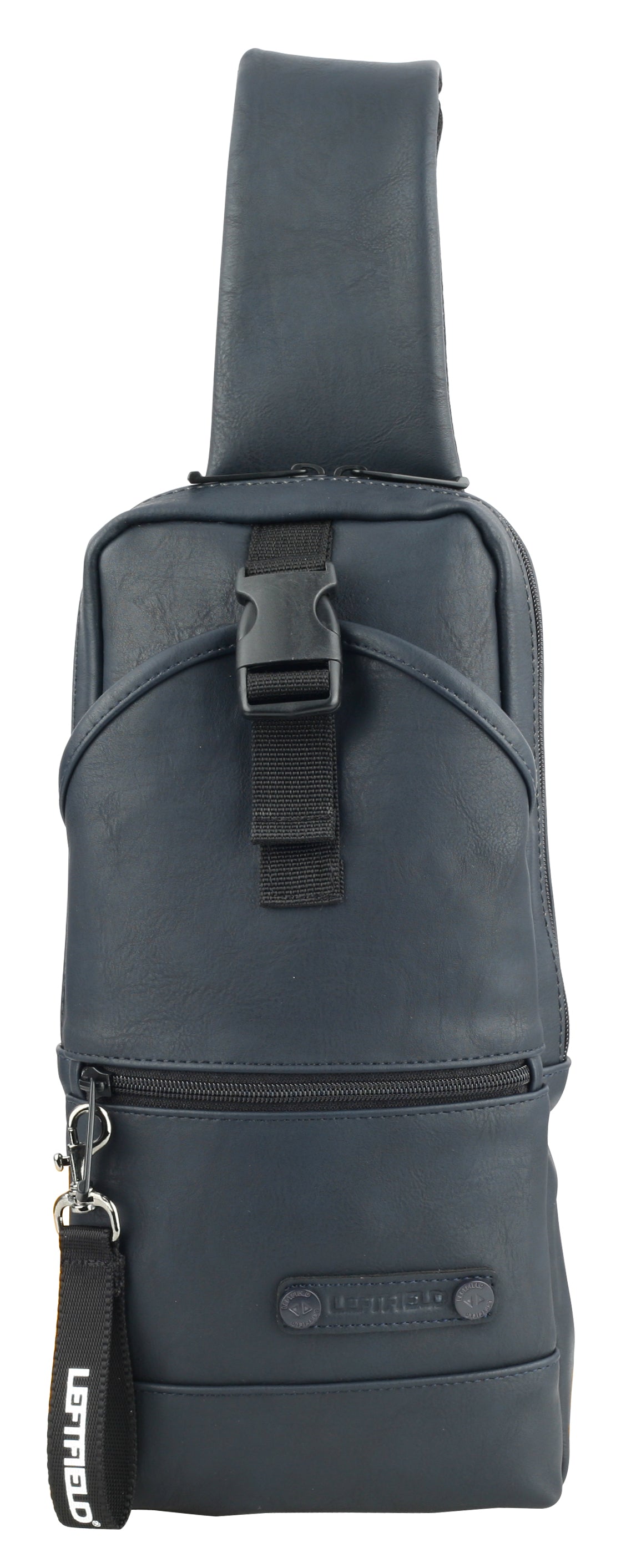Navy Blue Faux Leather Sling Messenger Shoulder Bags