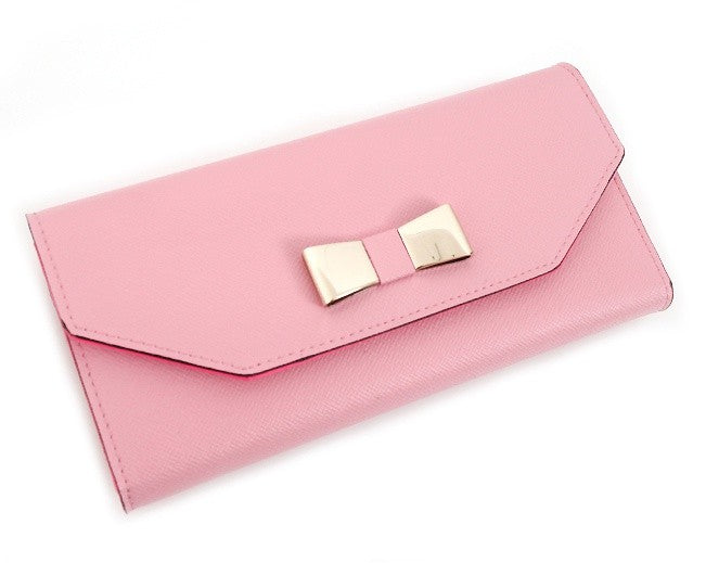 Light Pink Tiara Long Leather Wallets