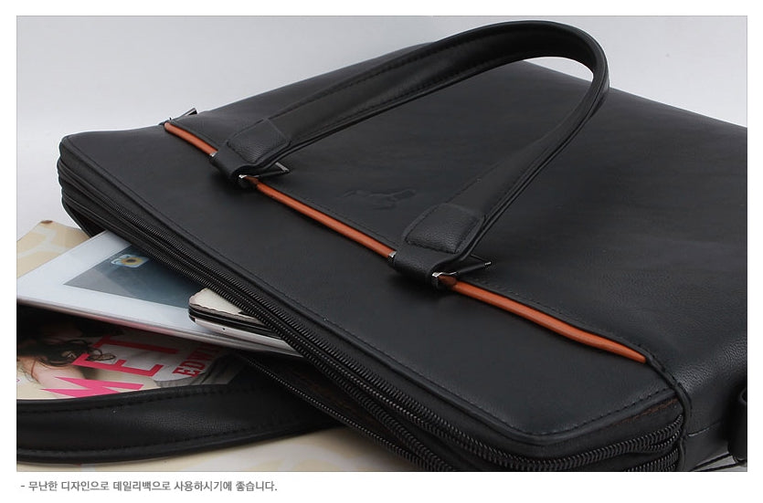 Black Synthetic Leather Business Briefcases