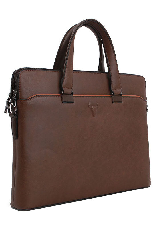 Brown Synthetic Leather Business Briefcases