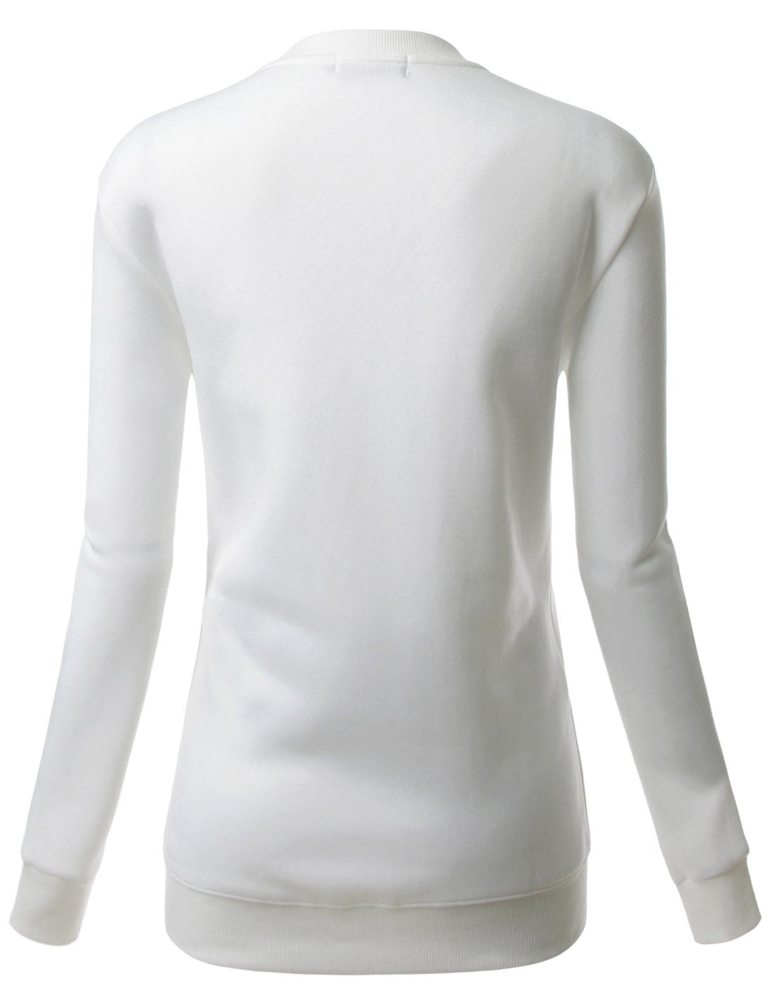 White Crewneck Slim Pullover Long Sleeved Sweatshirts