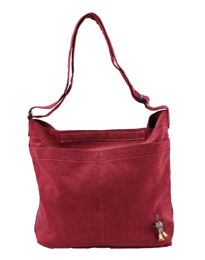 Burgundy Red Unisex Corduroy Crossbody Bags