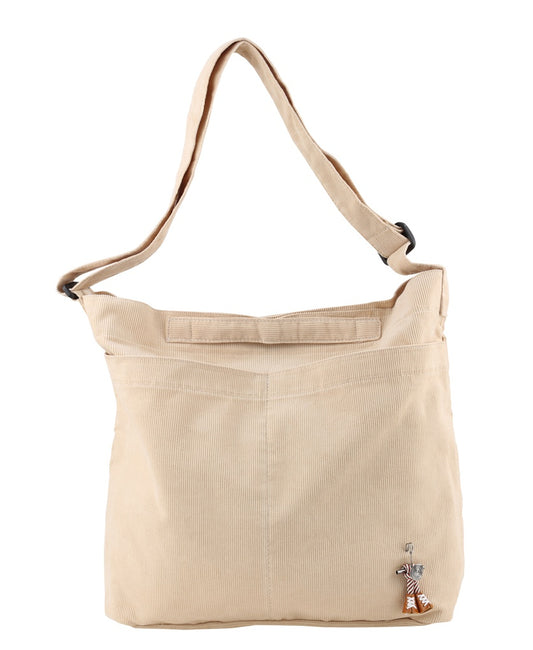 Beige Unisex Corduroy Crossbody Bags