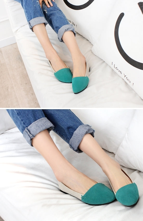 Green Basic Faux Suede Flats Picnic Shoes