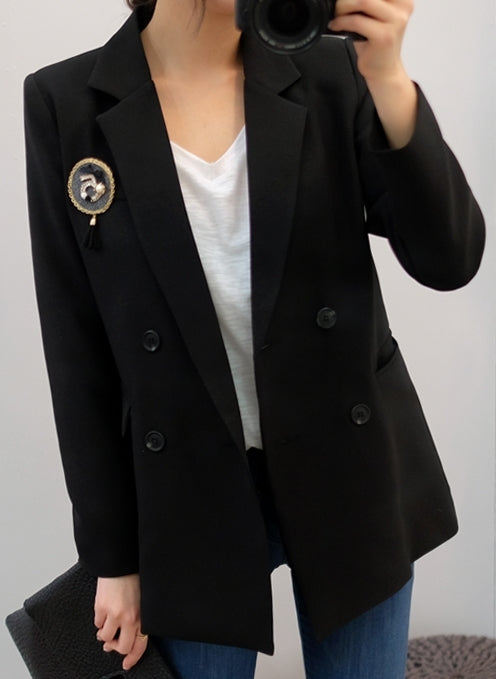 Black Double Breasted Spring Blazers