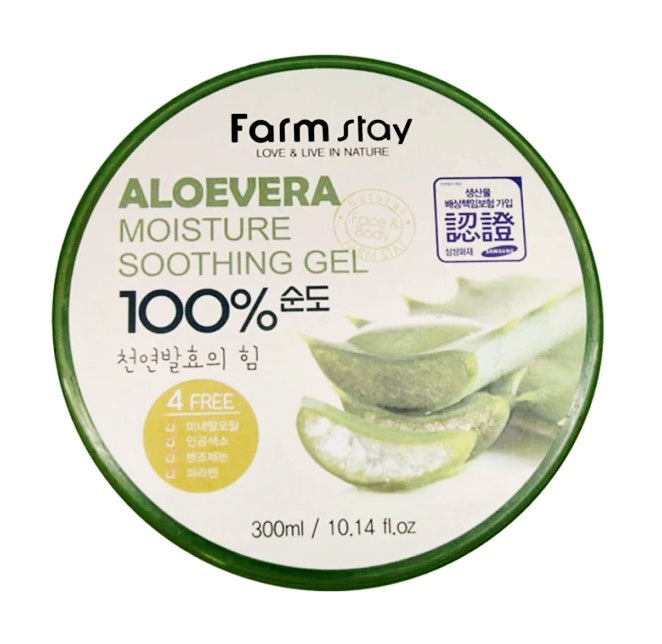 Farmstay 100% Aloe Vera extracts Moisture Soothing Gels 300ml Face Body