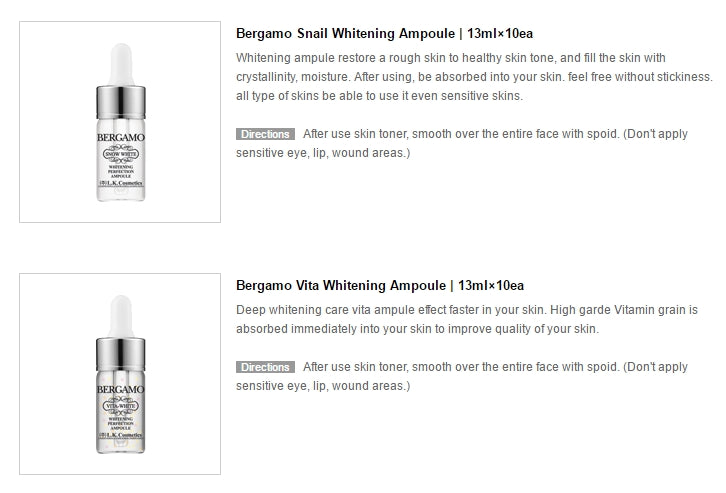 Bergamo Whitening Ampoule Sets