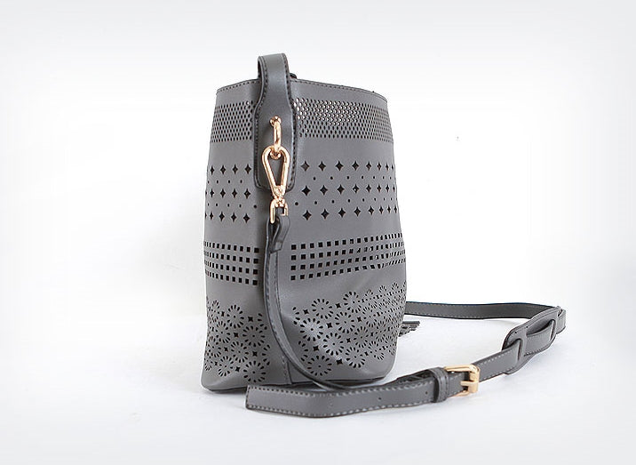 Gray Hole Shoulder Handbags