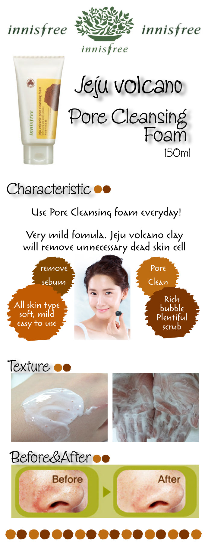 Innisfree Jeju Volcanic Pore Cleansing Foams 150ml