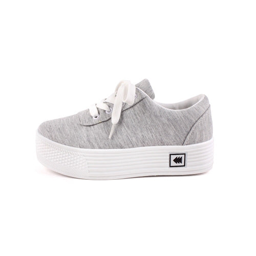 Gray Marled Lace-up Flatform Sneakers Shoes