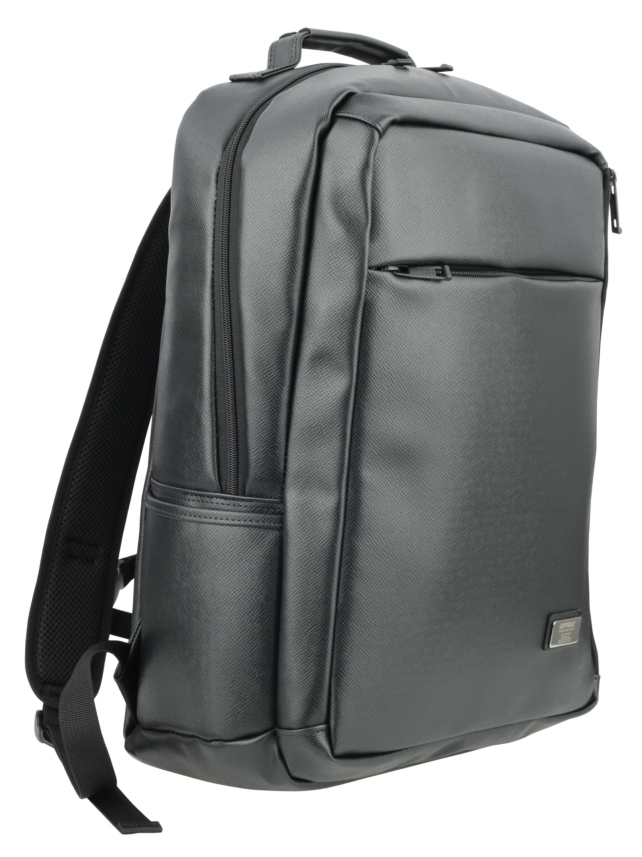 Black Synthetic Leather Laptop Backpacks