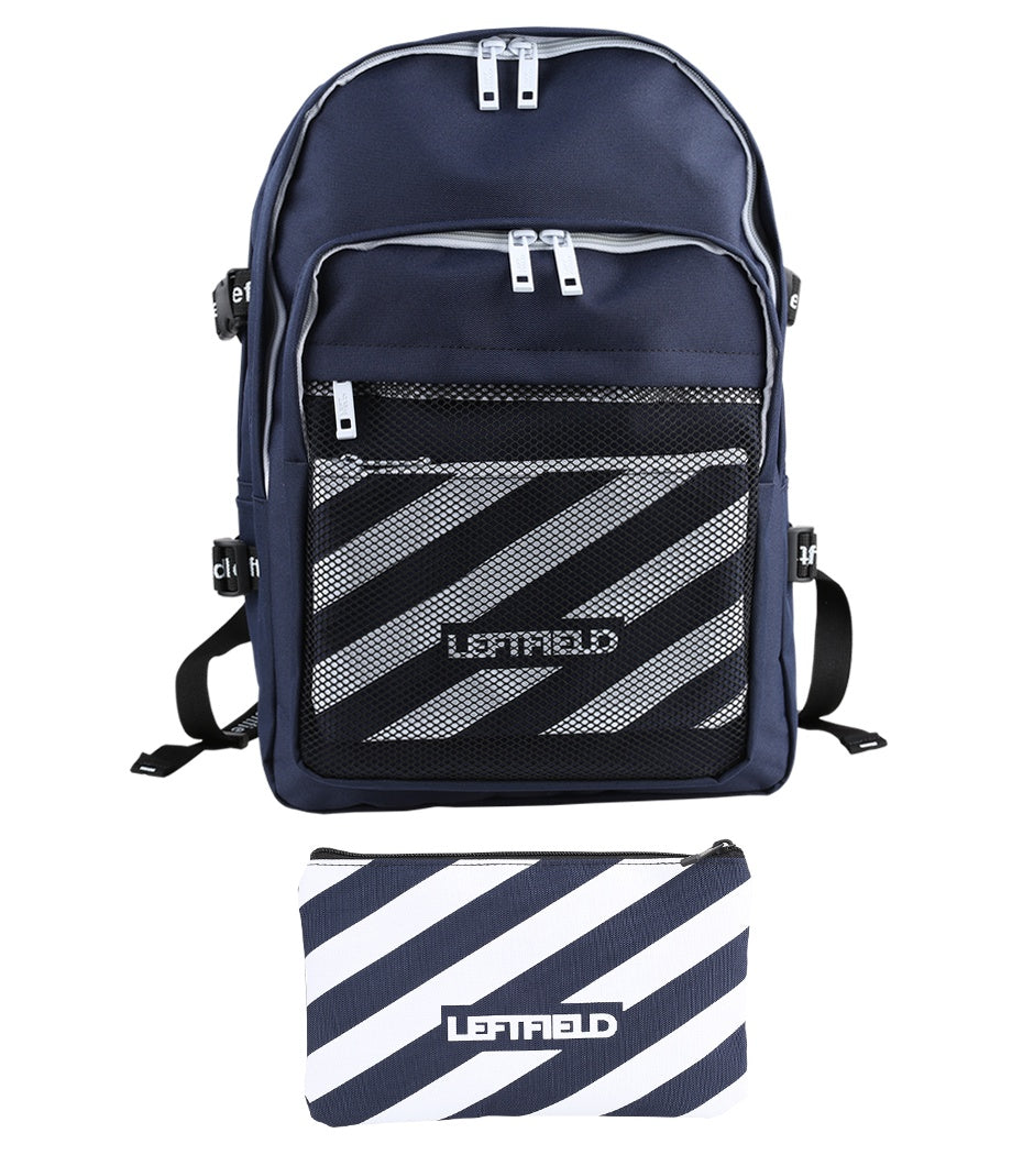 Marine Blue Casual Mesh Backpacks with Pouch