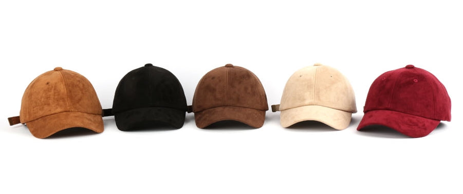Black Synthetic Suede Baseball Caps