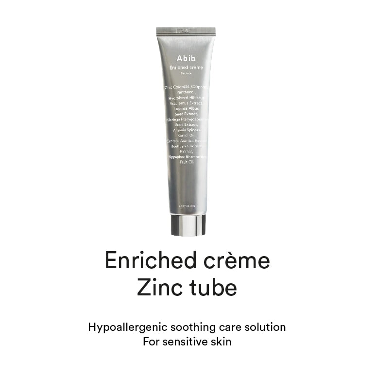 Abib Enriched crème Zinc Tube Cream 70ml Sensitive Skincare Barrier Moisture