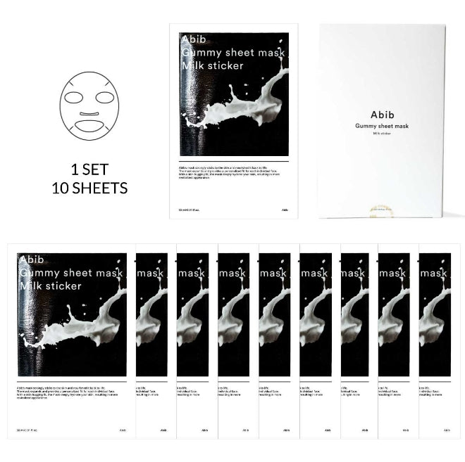ABIB Gummy Sheet Mask Milk Sticker Womens Skincare Cosmetics Beauty