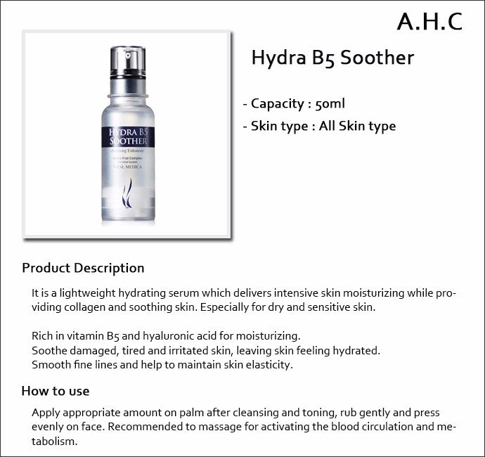 AHC Hydra B5 Soother Enhancer 50ml Serums Skincare Anti-Aging Vitamin