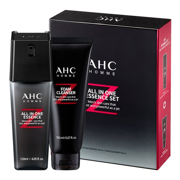 AHC Homme Z All-In-One Essence Sets Dry Skincare for Mens Moisture clean Gifts Helps hydrate Hyaluronic Acid removing dead skin cells