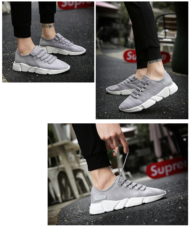 Gray Cotton Lace-up Tennis Shoes Sneakers