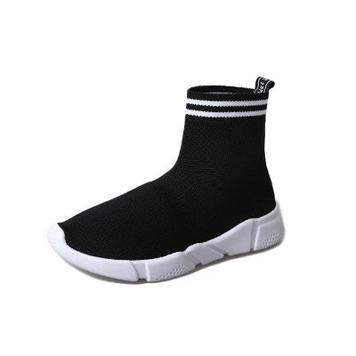 Black Knitted High-Top Sneakers Shoes