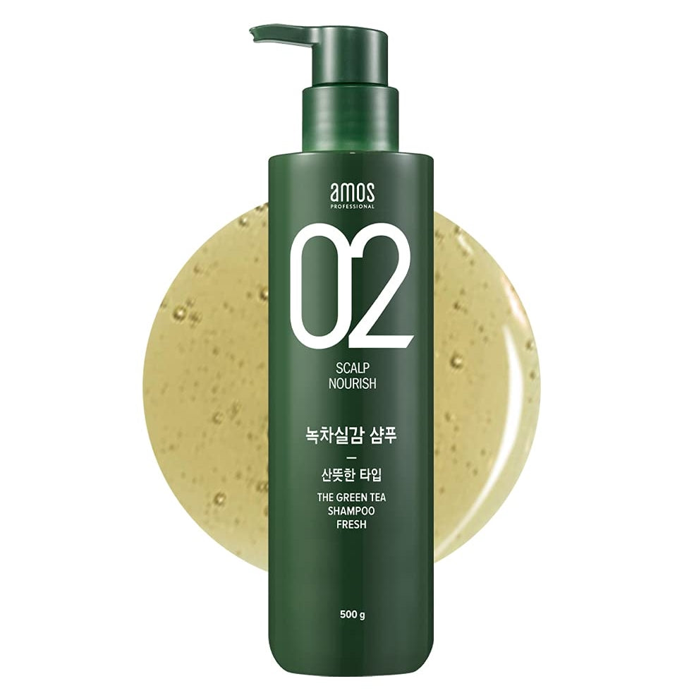 AMOS The Green Tea Shampoo Fresh 500g Scalp Care Oil Free Hair Loss Nourishing