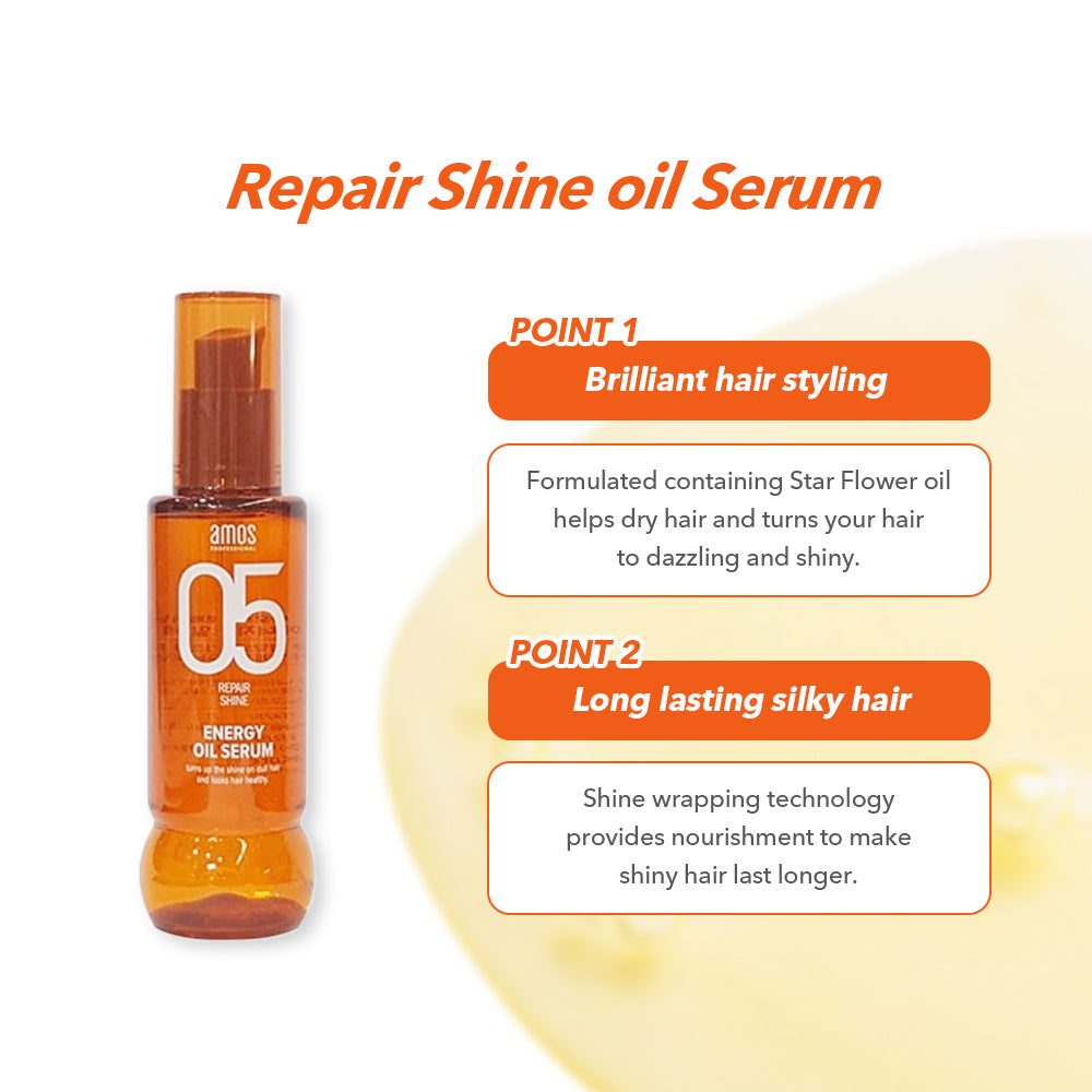 AMOS 05 Repair Shine Energy Oils Serums 80ml Hair Care Shine Moisture prevents loss long moisturizing deep nourishment