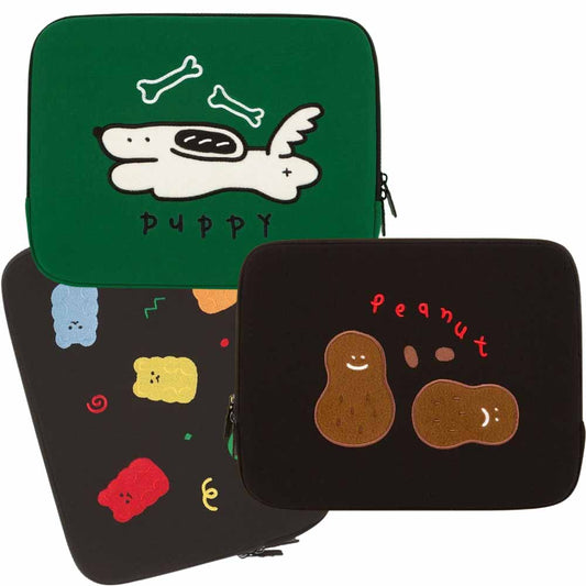 Cute Bear Peanut Puppy Laptop Sleeves iPad 13" 14" 15" Cases Covers Pouches