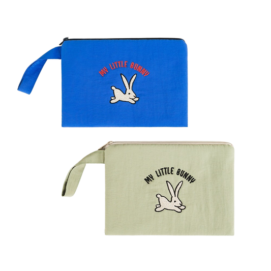 My Little Bunny Graphic Embroidery Airy Hand Strap Pouches Slim Pencil Cases Ultra Light Stationery School Office Cosmetics Bags Gifts Bags Purses Students Cute Teens Girls