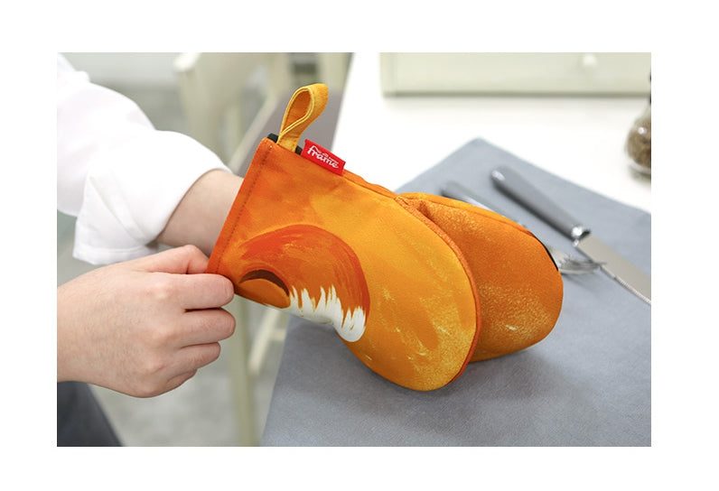 Cute Fox Oven Mitt Kawaii Animal Portrait Kitchen Glove 