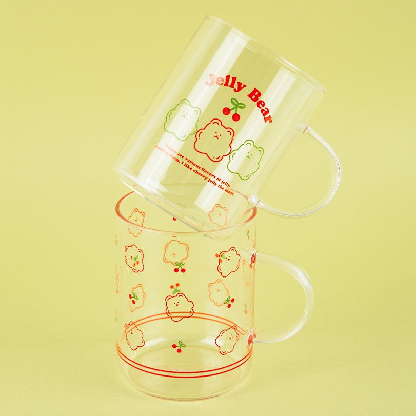Cute Jelly Bear Print Clear Mugs Cups Gift Cold Hot Milk Coffee Yogurt
