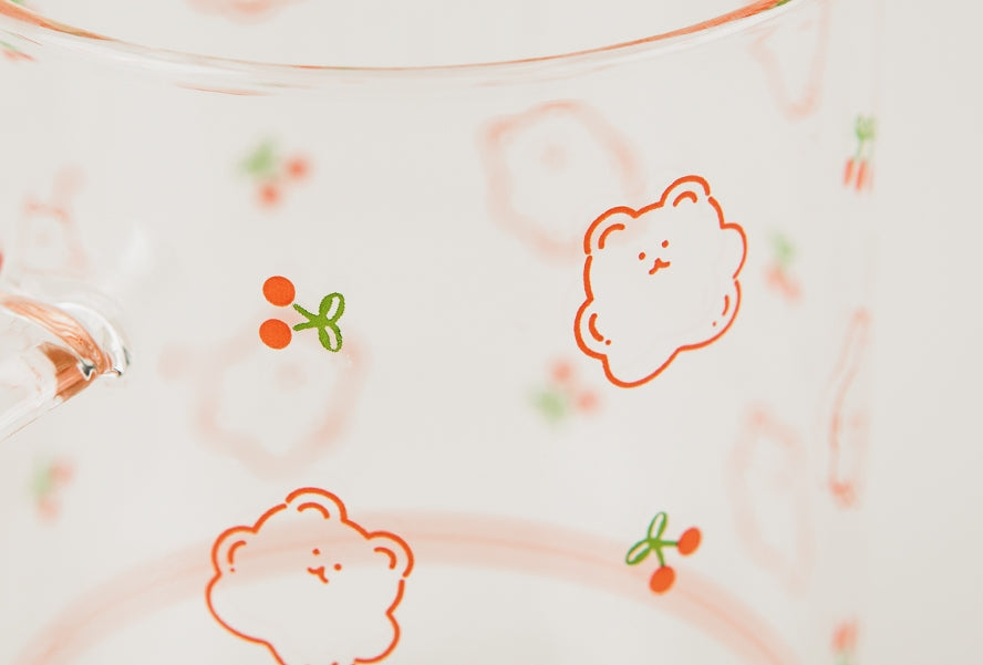 Cute Jelly Bear illlust Graphic Clear Mugs Glasses Printed Cups 300ml Gifts Kitchen Dinnerware Cold Hot Milk Coffee Yogurt