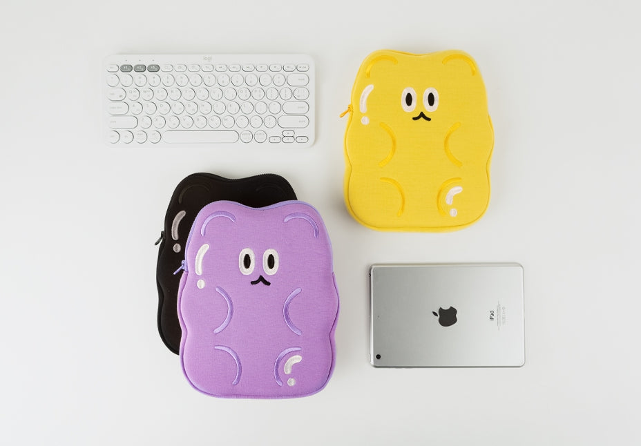 Jelly Bear Shaped iPad Mini 8.3" inches Laptop Sleeves Cases Protective Covers Purses Handbags Cushion Pouches Designer Artist Prints School Collage Office Lightweight Cute Gifts