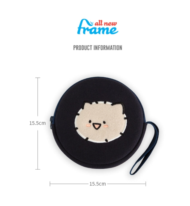Navy Characters Circle Pouches Cute Purses Handbags Card Cosmetics Coin Wallets Key Airpods Cases Embroidery Rounded Wrist Strap Inner Pocket