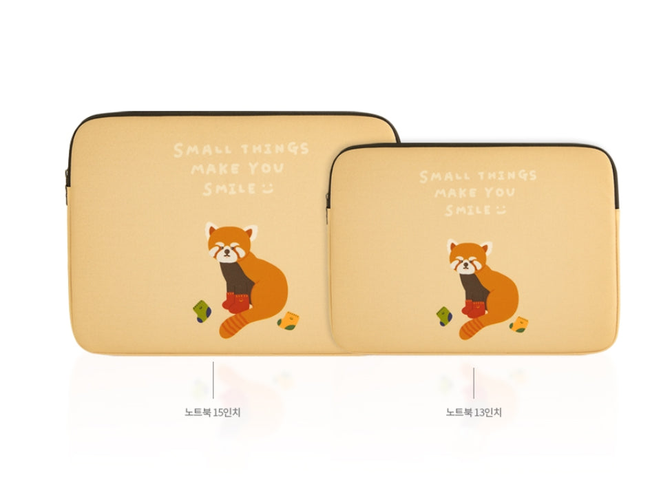 Beige Red Panda Raccoons Graphic Laptop Sleeves 13" 15" inch Cases Protective Covers Handbags Square Pouches Designer Artist Prints Cute School Collage Office Lightweight