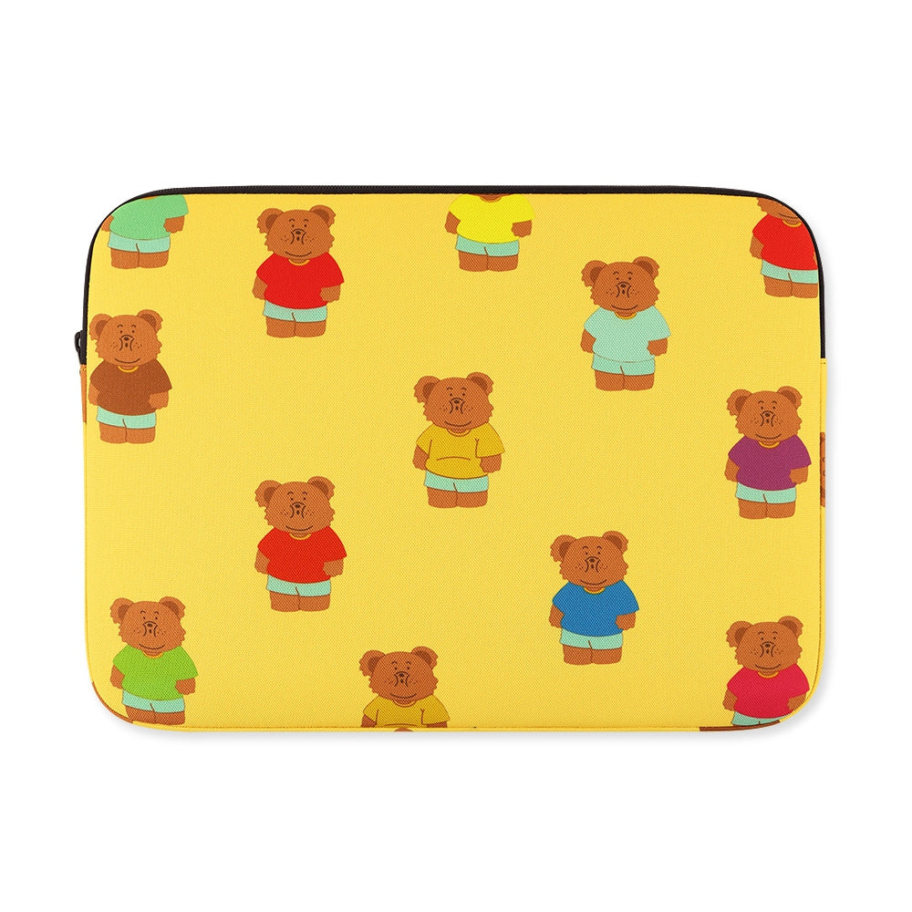 Yellow Bear Graphic Laptop Sleeves 13" 15" inch Cases Protective Covers Handbags Square Pouches Designer Artist Prints Cute School Collage Office Lightweight