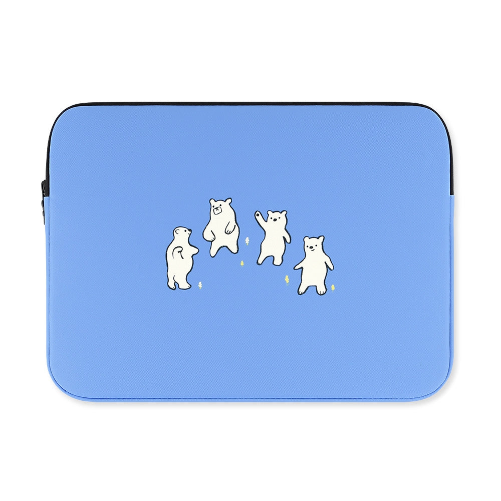 Sky Blue Bear Laptop Sleeves iPad 11" 13" 15"inch Cases Pouches Protective Covers Purses Handbags Square Cushion Designer School Collage Office Lightweight Fashion Cute Gifts
