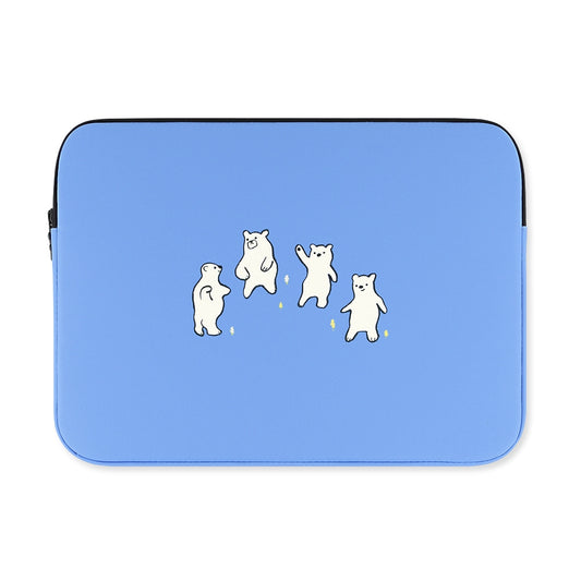 Sky Blue Bear Laptop Sleeves iPad 11" 13" 15"inch Cases Pouches Protective Covers Purses Handbags Square Cushion Designer School Collage Office Lightweight Fashion Cute Gifts