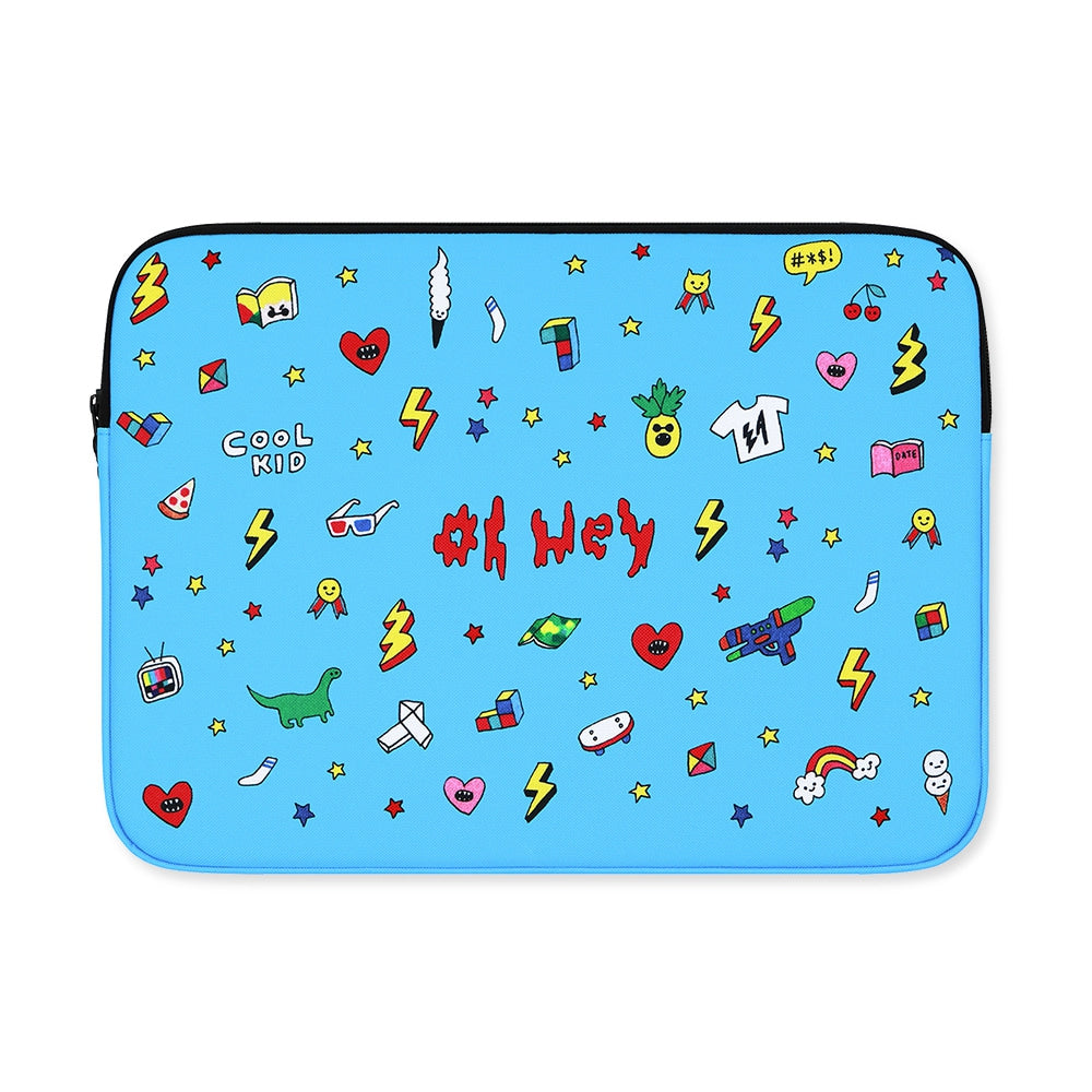 Skyblue Characters Graphic Laptop Sleeves 11" 13" 15" inch Cases Protective Skins Covers Handbags Square Pouches Designer Artist Prints Cute Lightweight Collage Office Zipper Fashion School Unique Couple Item Gifts