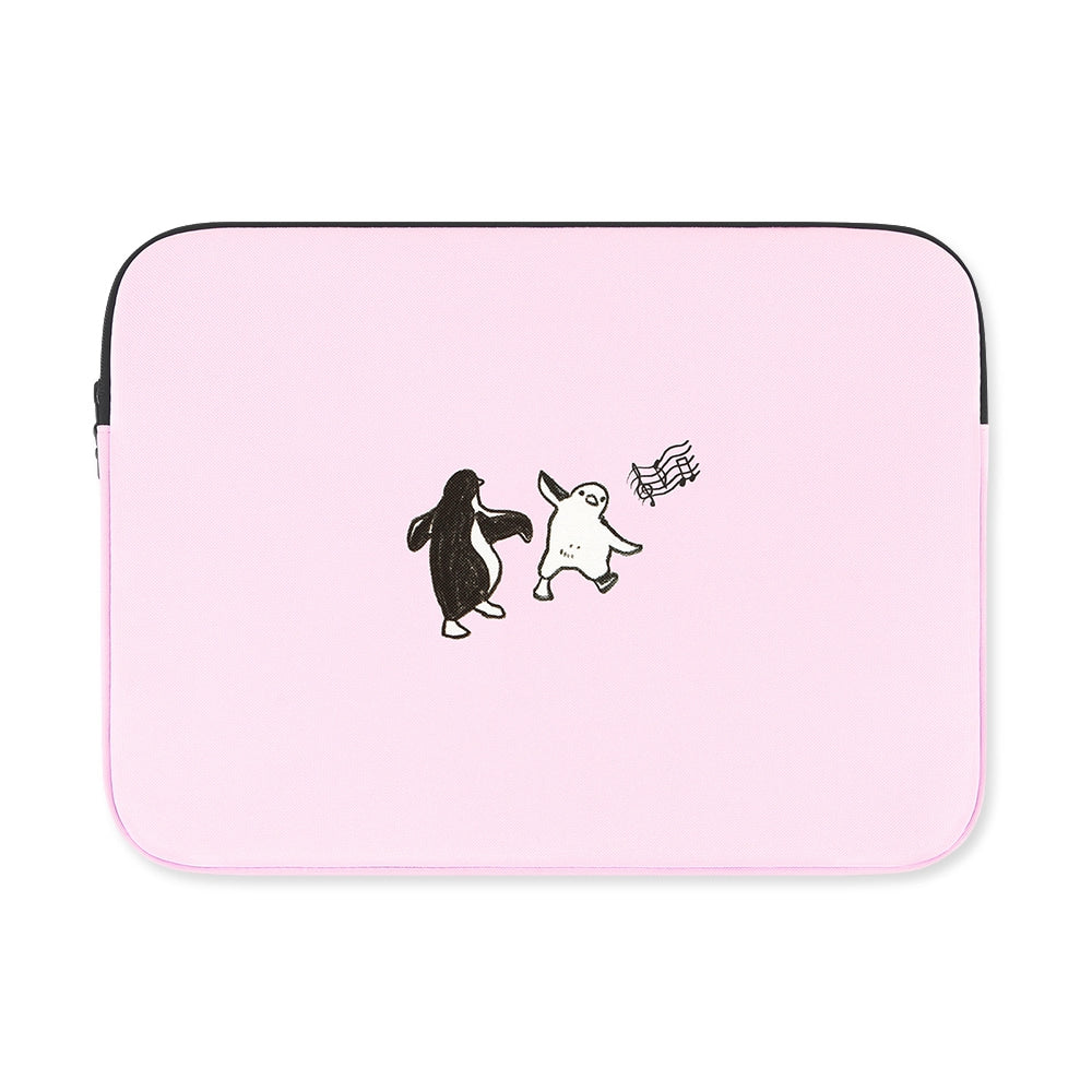 Pink Penguin Graphic Laptop Sleeves 13" 15" inch Cases Protective Covers Handbags Square Pouches Designer Artist Prints Cute Lightweight School Collage Office Zipper Fashion Gifts