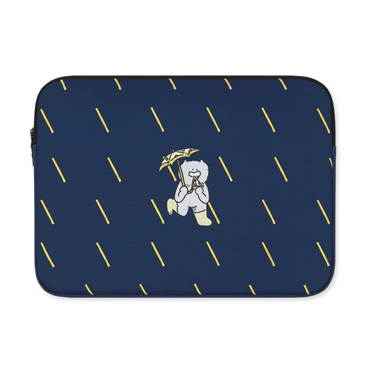 Navy Blue Rain Graphic Laptop Sleeves iPad 11" 13" 15" 17" inch Cases Protective Covers Handbags Square Pouches Designer Artist Prints Cute Lightweight Collage Office Zipper Fashion School Unique Couple Item Gifts