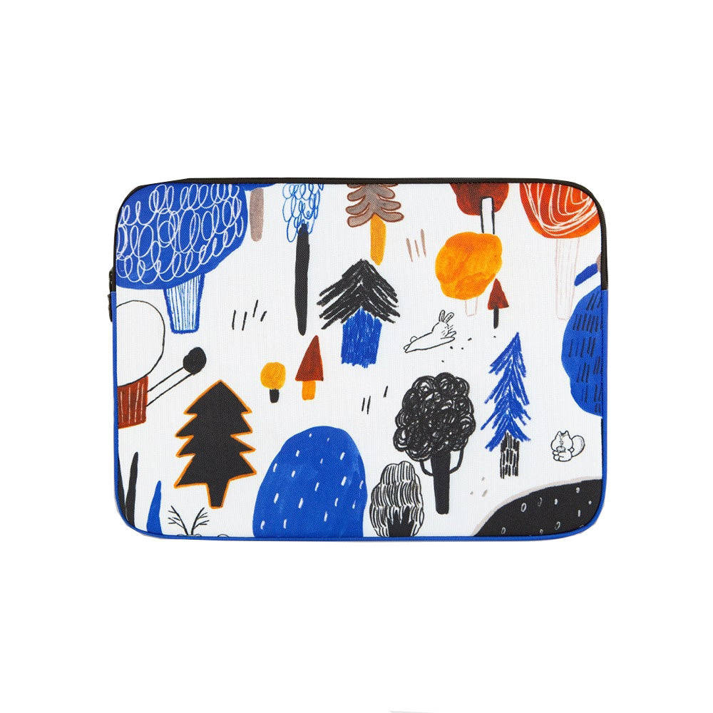 Blue White Forest Graphic Laptop Sleeves Tablets iPad 13" 15" inch Cases Protective Covers Purses Handbags Square Cushion Pouches Designer Artist Prints School Collage Office Lightweight High quality