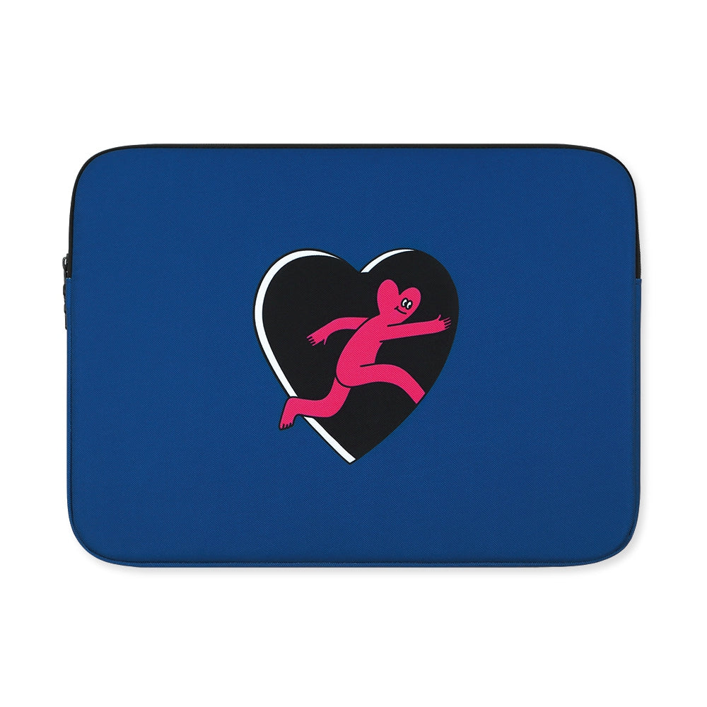 Blue Black Heart Graphic Laptop Sleeves iPad 11" 13" 15" 17" inch Cases Protective Covers Handbags Square Pouches Designer Artist Prints Cute Lightweight Collage Office Zipper Fashion School Unique Gifts