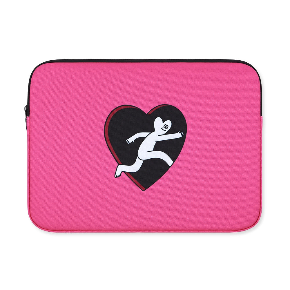 Pink Black Heart Graphic Laptop Sleeves iPad 11" 13" 15" inch Cases Protective Covers Handbags Square Pouches Designer Artist Prints Cute Lightweight School Collage Office Zipper Fashion Unique Gifts