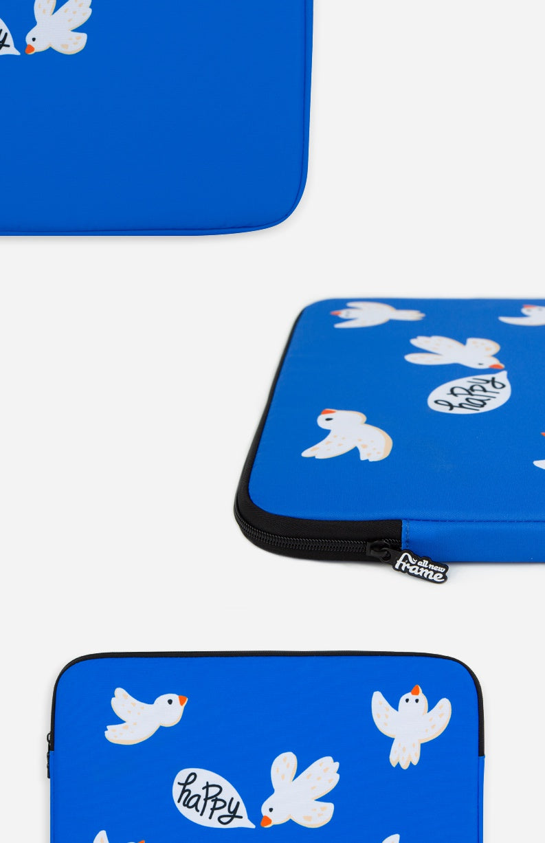 Blue Birds Graphic Laptop Sleeves 13" 15"inch Fitted Cases Covers Pouches Protective Purses Handbags Square Cushion School Collage Office Lightweight
